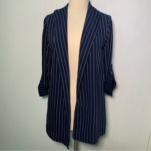 BABATON Navy Striped Women's Open Blazer SIZE XXS